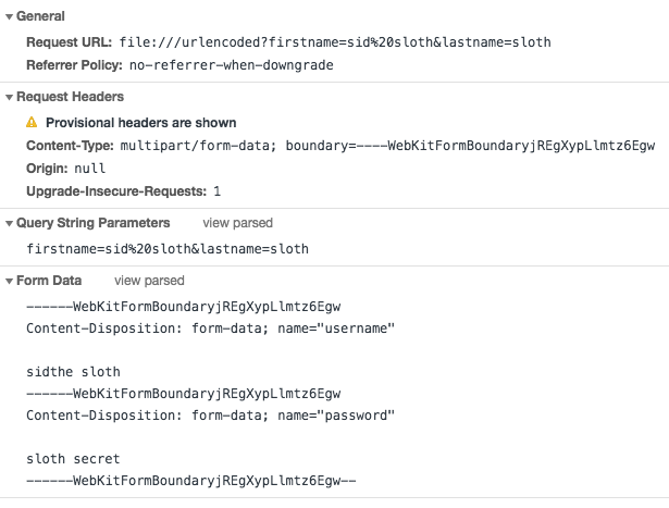 multipart form-data request